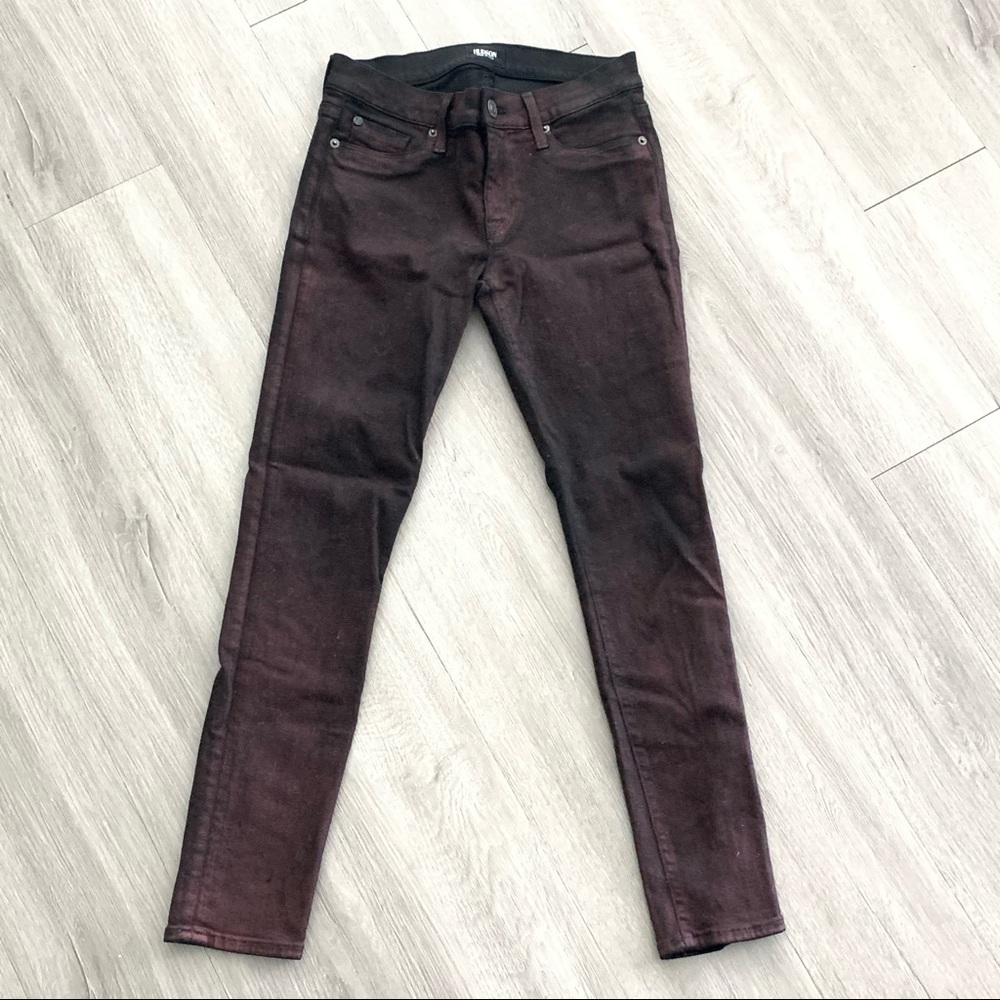 Hudson Coated Skinny Jeans Legging Plum and Black Size 28